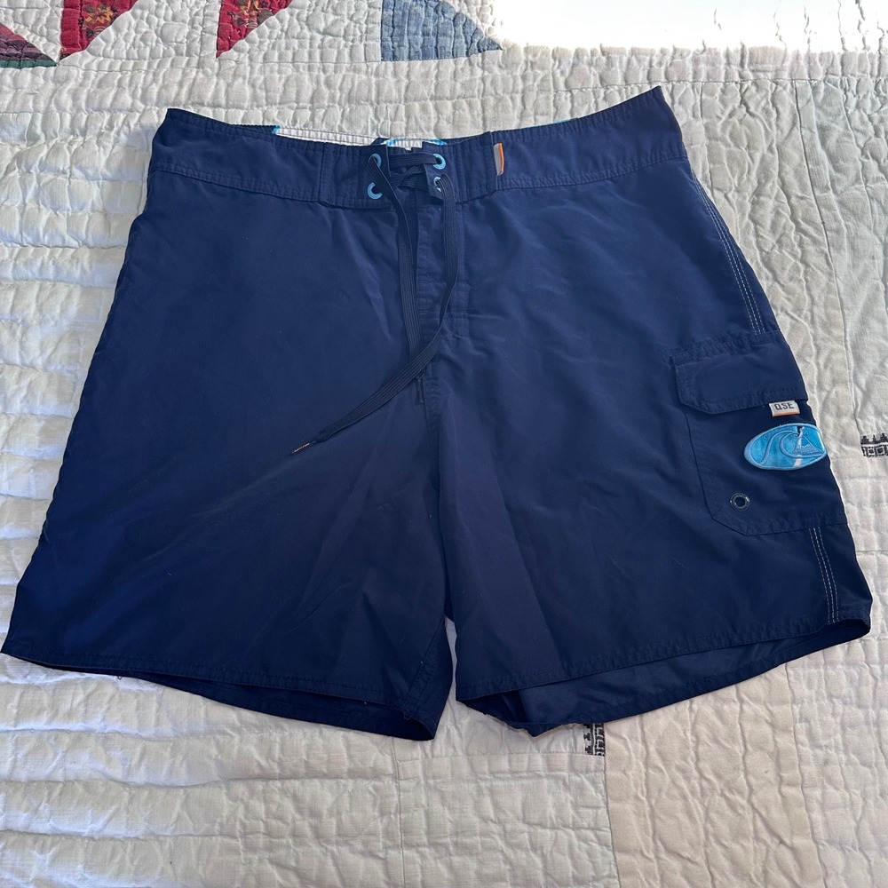 Quiksilver Edition Board Shorts Navy Blue Cargo Pocket Size 34